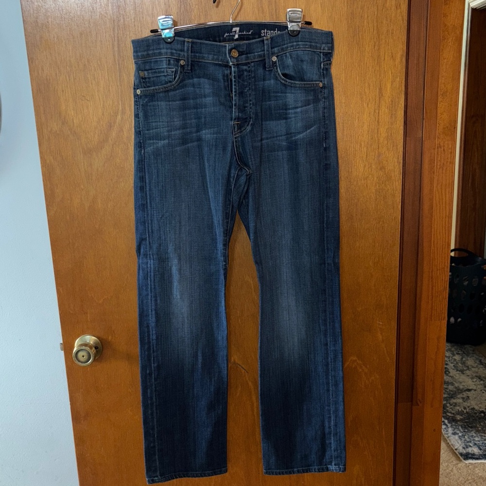 7 For All Mankind Dark Blue Straight Jeans